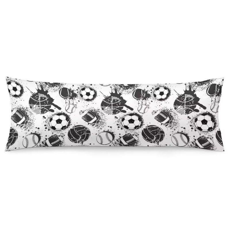 AELMARNEE Sport Theme Body Pillow Cover Sports White and Black Baseball Softball Rugby American Football Long Pillow Case with Zipper Decorative Bedding Pillowcase Soft Cushion Pillow Case for Bedroom 20"x54" - Image 1